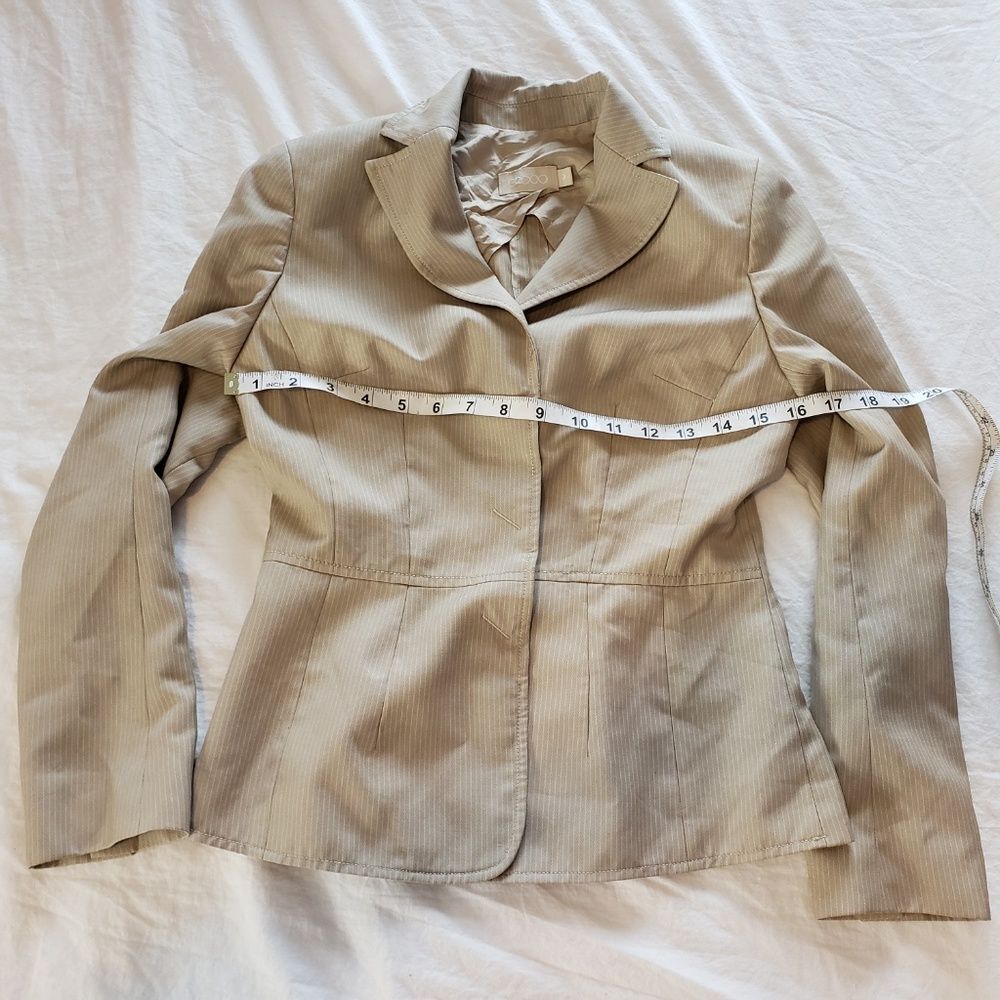 Vintage G2000 Women Blazer Jacket Beige Pinstripe Suit Career Coat 2000s Sz 3 XS - Picture 5 of 8